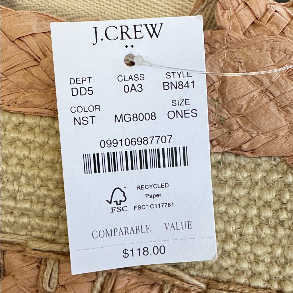 J.Crew Straw Tote Bag - Tan and Cream - Picture 3 of 8